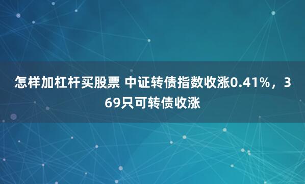 怎样加杠杆买股票 中证转债指数收涨0.41%，369只可转债收涨