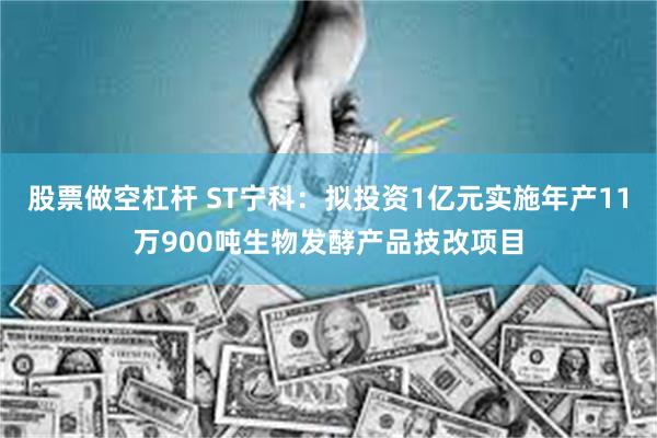 股票做空杠杆 ST宁科：拟投资1亿元实施年产11万900吨生物发酵产品技改项目