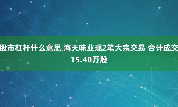 股市杠杆什么意思 海天味业现2笔大宗交易 合计成交15.40万股