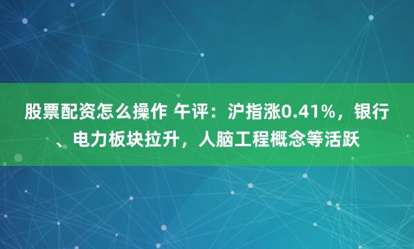 股票配资怎么操作 午评：沪指涨0.41%，银行、电力板块拉升，人脑工程概念等活跃