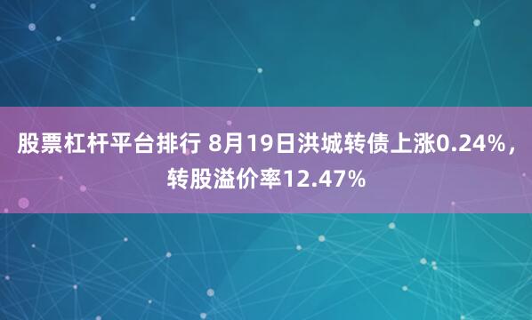 股票杠杆平台排行 8月19日洪城转债上涨0.24%，转股溢价率12.47%