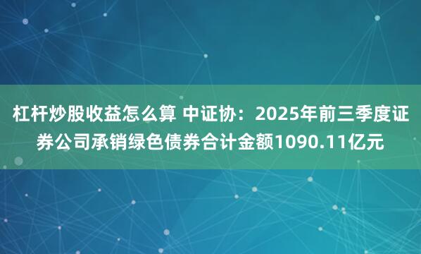 杠杆炒股收益怎么算 中证协：2025年前三季度证券公司承销绿色债券合计金额1090.11亿元
